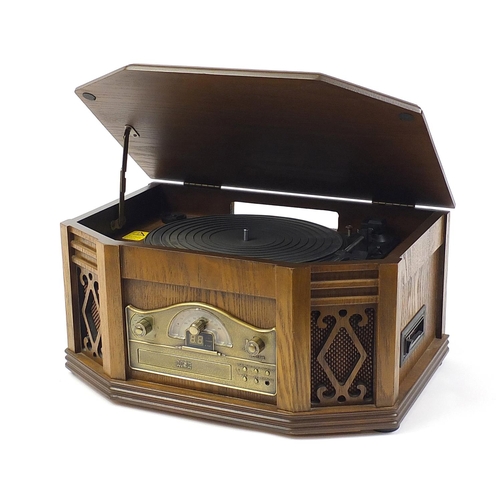 1467 - Retro radio, CD player and gramophone, 48cm wide