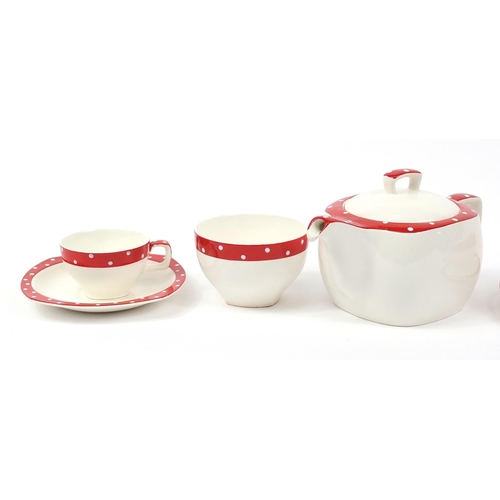 412 - Midwinter Stylecraft Polka Dot pattern part tea service, the teapot 21cm in length