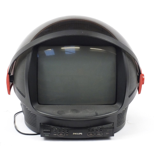 1420 - Retro Philips Discoverer space helmet TV, 42cm high x 50cm wide