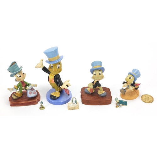 374 - Five Walt Disney Classics Collection Jiminy Cricket figures with boxes and certificates, the largest... 