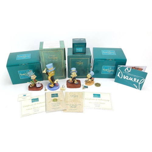 374 - Five Walt Disney Classics Collection Jiminy Cricket figures with boxes and certificates, the largest... 