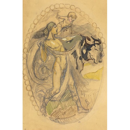 362 - After Victor Borisow-Musatow 1903 - Sketch for project Villa, Russian Art Nouveau Symbolist mixed me... 