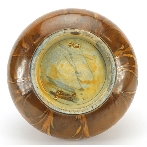 53 - William Moorcroft pottery vase having a mottled orange glaze, 15.5cm high