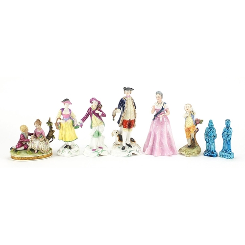 407 - Group of antique and later porcelain figures including Spode, Royal Doulton and Capodimonte, the lar... 