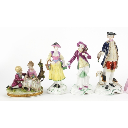 407 - Group of antique and later porcelain figures including Spode, Royal Doulton and Capodimonte, the lar... 