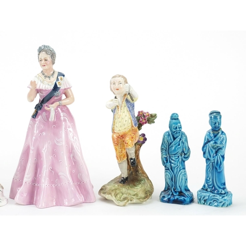 407 - Group of antique and later porcelain figures including Spode, Royal Doulton and Capodimonte, the lar... 