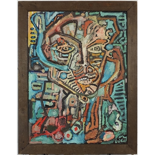 365 - Abstract composition, portrait of a figure, impasto oil on canvas, framed, 61cm x 45.5cm excluding t... 