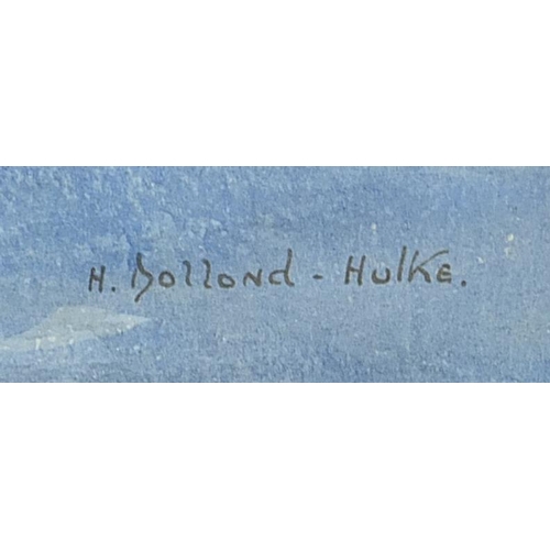 366 - H Holland-Hulke - Cornish coast, watercolour, Sunbeam Photo Ltd, Margate label verso, mounted, frame... 