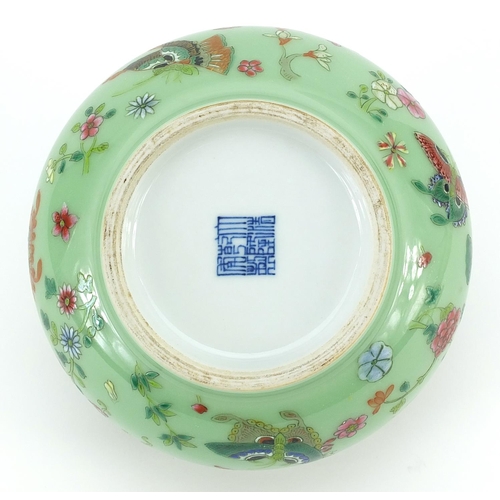 354 - Chinese Canton porcelain censer type bowl hand painted in the famille rose palette with butterflies ... 