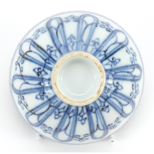 380 - Chinese Islamic blue and white porcelain bowl hand painted with flowers, 10.5cm in diameter