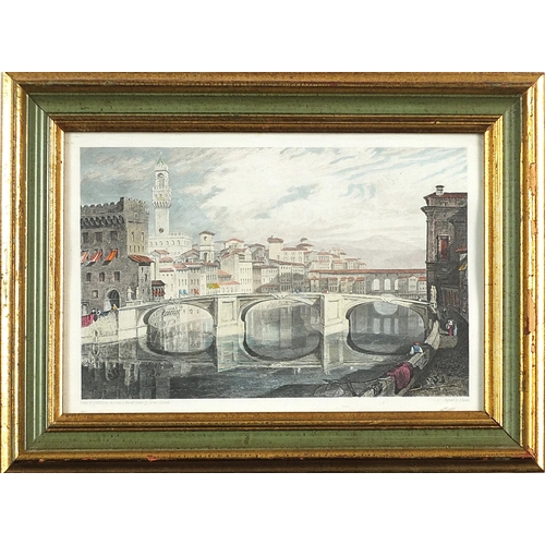 1526 - After Joseph Mallord William Turner - Rialto Bridge and View of Florence, pair of 19th century engra... 