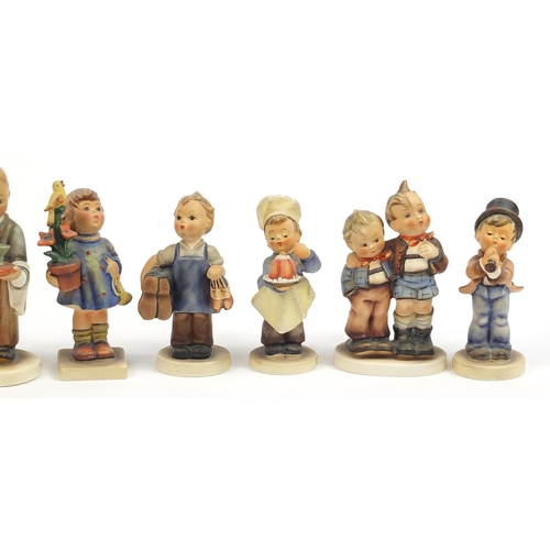 375 - Ten Goebel Hummel figures, the largest 14.5cm high