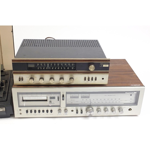 1412 - Vintage HiFi equipment comprising BSR McDonald 5500 turntable, Panasonic SE-4708 amplifier, The Fish... 