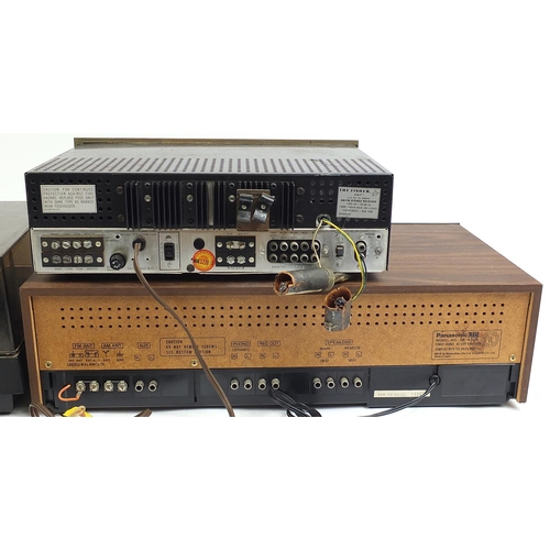 1412 - Vintage HiFi equipment comprising BSR McDonald 5500 turntable, Panasonic SE-4708 amplifier, The Fish... 