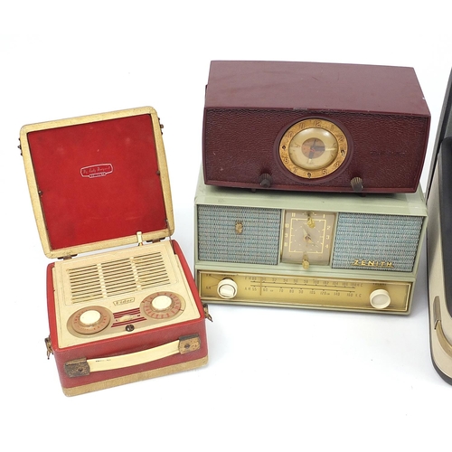 1411 - Six vintage radios and a Philips reel to reel tape recorder, including Zenith, Bush and Vidor