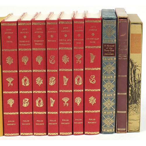 1820 - Folio Society hardback books, some with slip cases including Emma by Jane Austen, Far From the Maddi... 