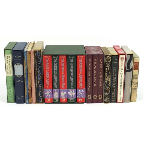 1821 - Folio Society hardback books, some with slip cases including The Story of the Middle Ages box set an... 