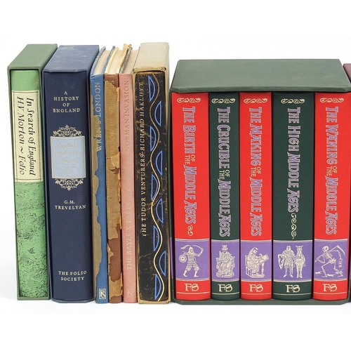 1821 - Folio Society hardback books, some with slip cases including The Story of the Middle Ages box set an... 