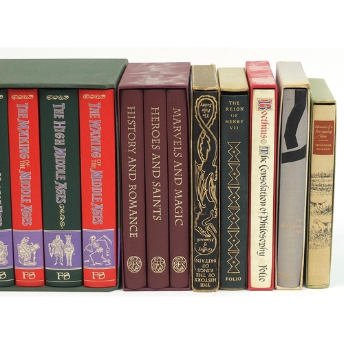 1821 - Folio Society hardback books, some with slip cases including The Story of the Middle Ages box set an... 