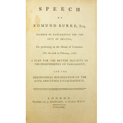 1811 - Speech of Edmund Burke, Member of Parliament for the City of Bristol, 18th century hardback book, Lo... 