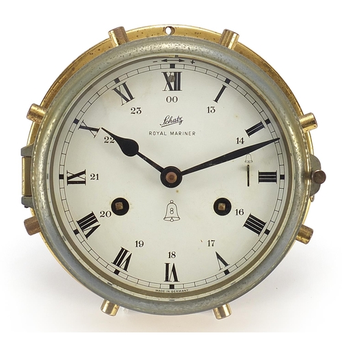 296 - Schatz Royal Mariner ship's bulkhead design eight day wall clock, 18cm in diameter