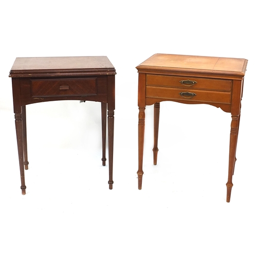 1400 - Two vintage Singer sewing machine tables, the largest 80cm high