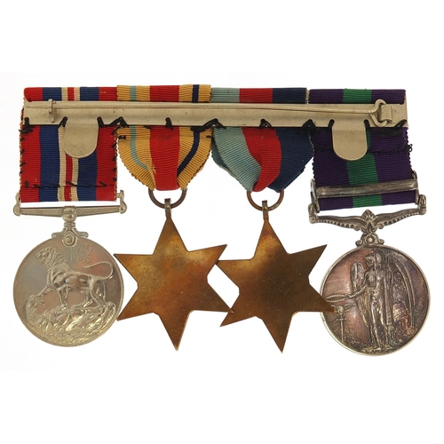 318 - British military World War II four medal group including General Service medal with Palestine bar aw... 