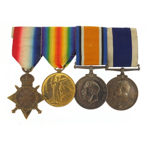 316 - British military World War I Naval four medal group comprising a trio and Long Service and Good Cond... 