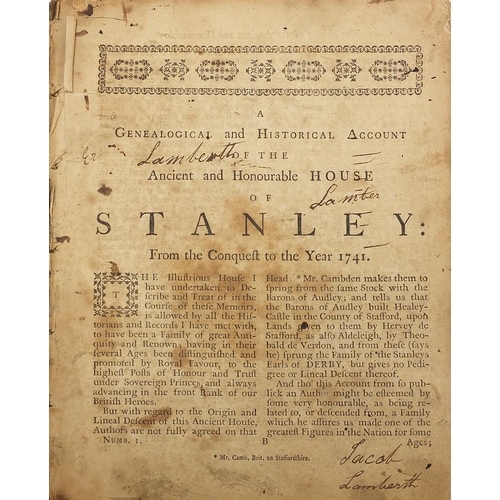 1809 - A Genealogical and Historical Account of the Ancient and Honourable House of Stanley: From the Conqu... 