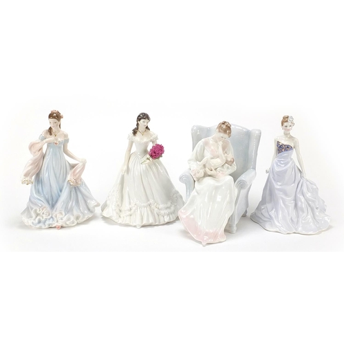 389 - Four Royal Worcester figurines with certificates comprising Hush-a-Bye Baby, With All My Heart, Figu... 