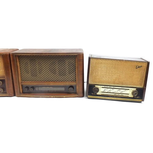 1408 - Four vintage Ekco radios, the largest 55cm wide