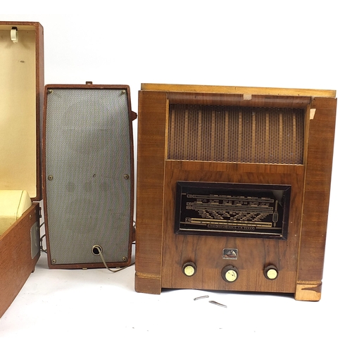 1405 - Two vintage radios and a Motorola stereophonic, the largest 50cm high