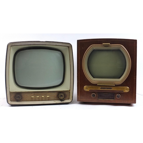 1414 - Two vintage wooden cased televisions comprising General Electric and Bush, the largest 50.5cm high