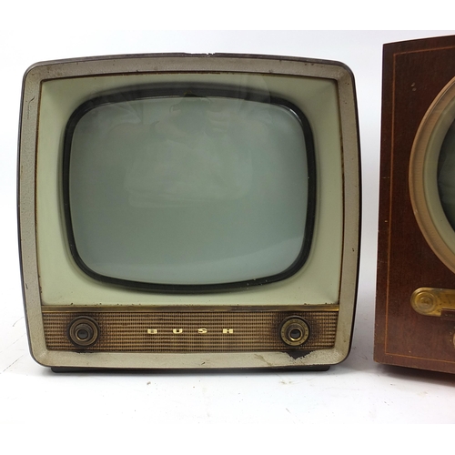 1414 - Two vintage wooden cased televisions comprising General Electric and Bush, the largest 50.5cm high