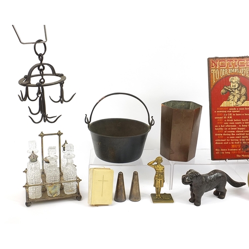 1788 - Antique and later sundry items including iron butcher's meat hook and Christopher Dresser style silv... 