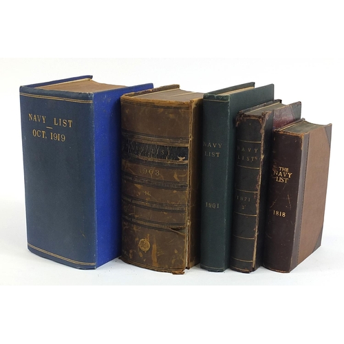 1815 - Five 19th century and later Navy List books