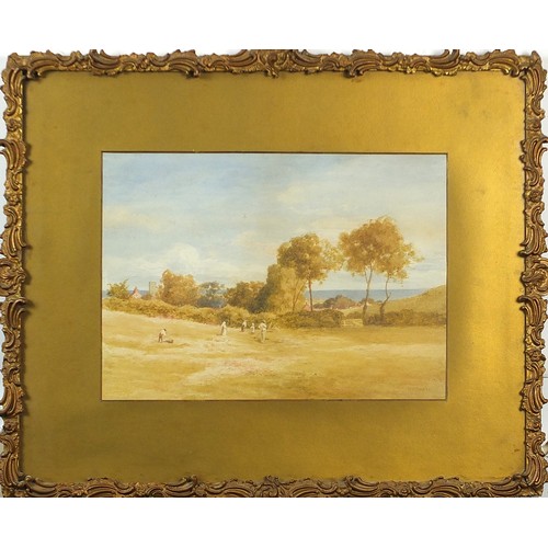 402 - Rural landscape with figures, watercolour, indistinctly signed possibly W A ..... tye, mounted, fram... 