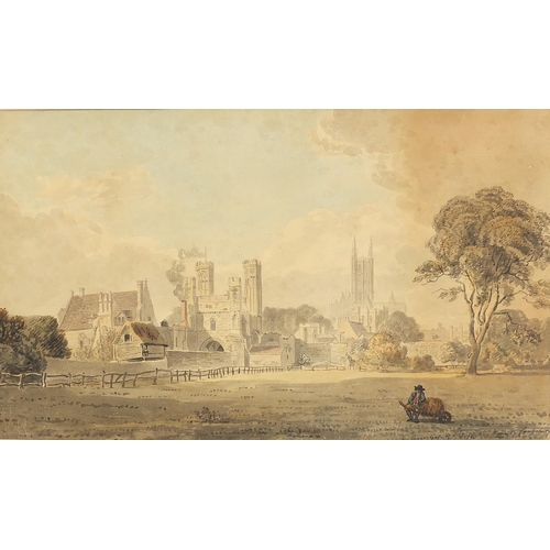 995 - Circle of Paul Sandby - The Great Gate of St Augustine Monastery, Canterbury, 18th century watercolo... 