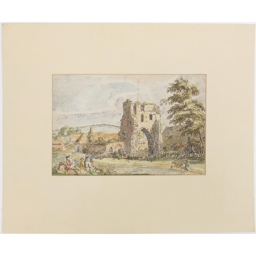 993 - Paul Sandby 1781 - The Priory at Milford Haven, Wales, 18th century pen and watercolour on paper, mo... 