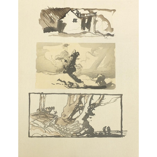 1038 - Leaves from the sketchbooks of Frank Brangwyn cut by Urushibara, folio containing twenty woodcut pri... 