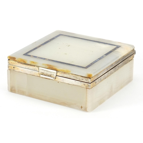 420 - Silver mounted onyx and lapis lazuli cigarette box, 4.5cm H x 9.5cm W x 10cm D