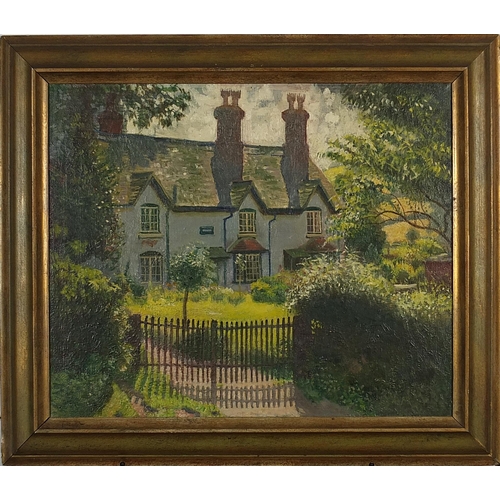 1019 - Attributed to Douglas Percy Bliss - Beardsley's Cottage, 20th century Scottish oil on canvas, mounte... 