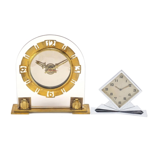 128 - Two Art Deco mantle clocks including BEM, the largest 20cm high