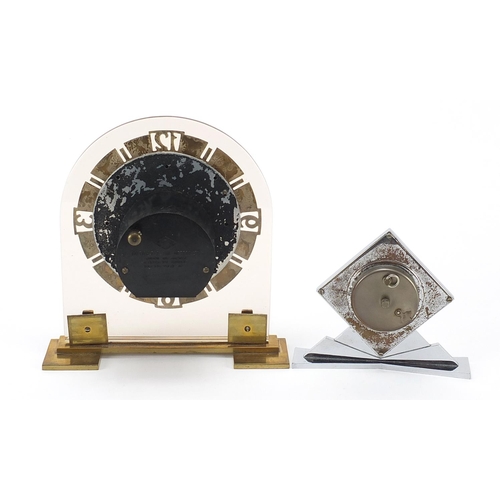 128 - Two Art Deco mantle clocks including BEM, the largest 20cm high