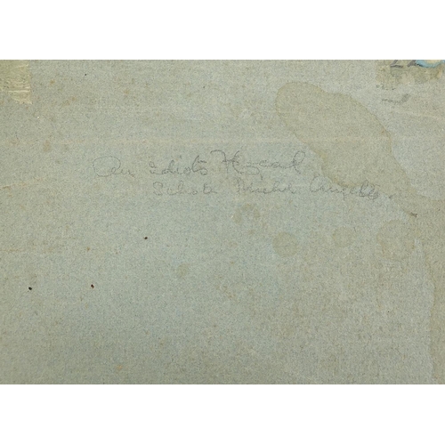 1022 - School of Michelangelo - An Idiot's Head, antique Old Master pencil on paper, details and stamp vers... 