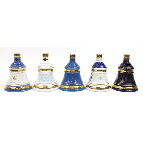 435 - Five Bells 8 Year old Whiskey decanters with contents and boxes