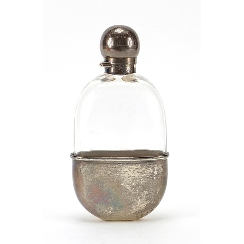 254 - Goldsmiths & Silversmiths Co, Victorian silver and glass hip flask with detachable cup, Birmingham 1... 