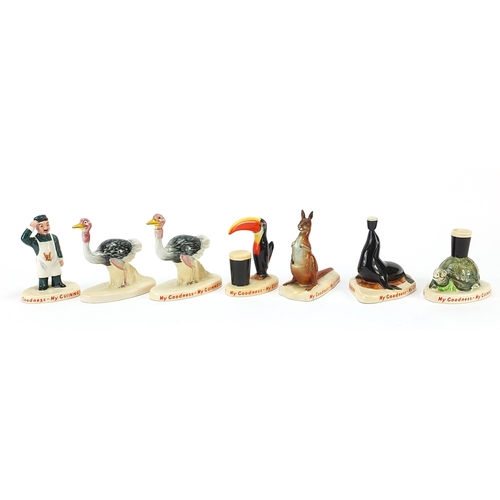 77 - Six Carlton Ware animals and a Zookeeper advertising Guinness including toucan, seal and kangaroo, t... 