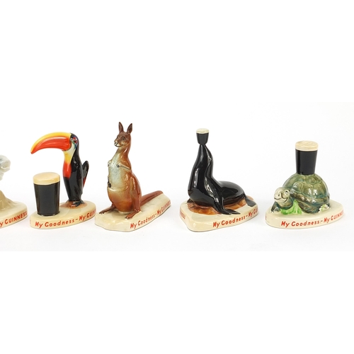 77 - Six Carlton Ware animals and a Zookeeper advertising Guinness including toucan, seal and kangaroo, t... 