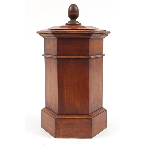 225 - Georgian style hardwood table top letter box in the form of a post box, 46cm high